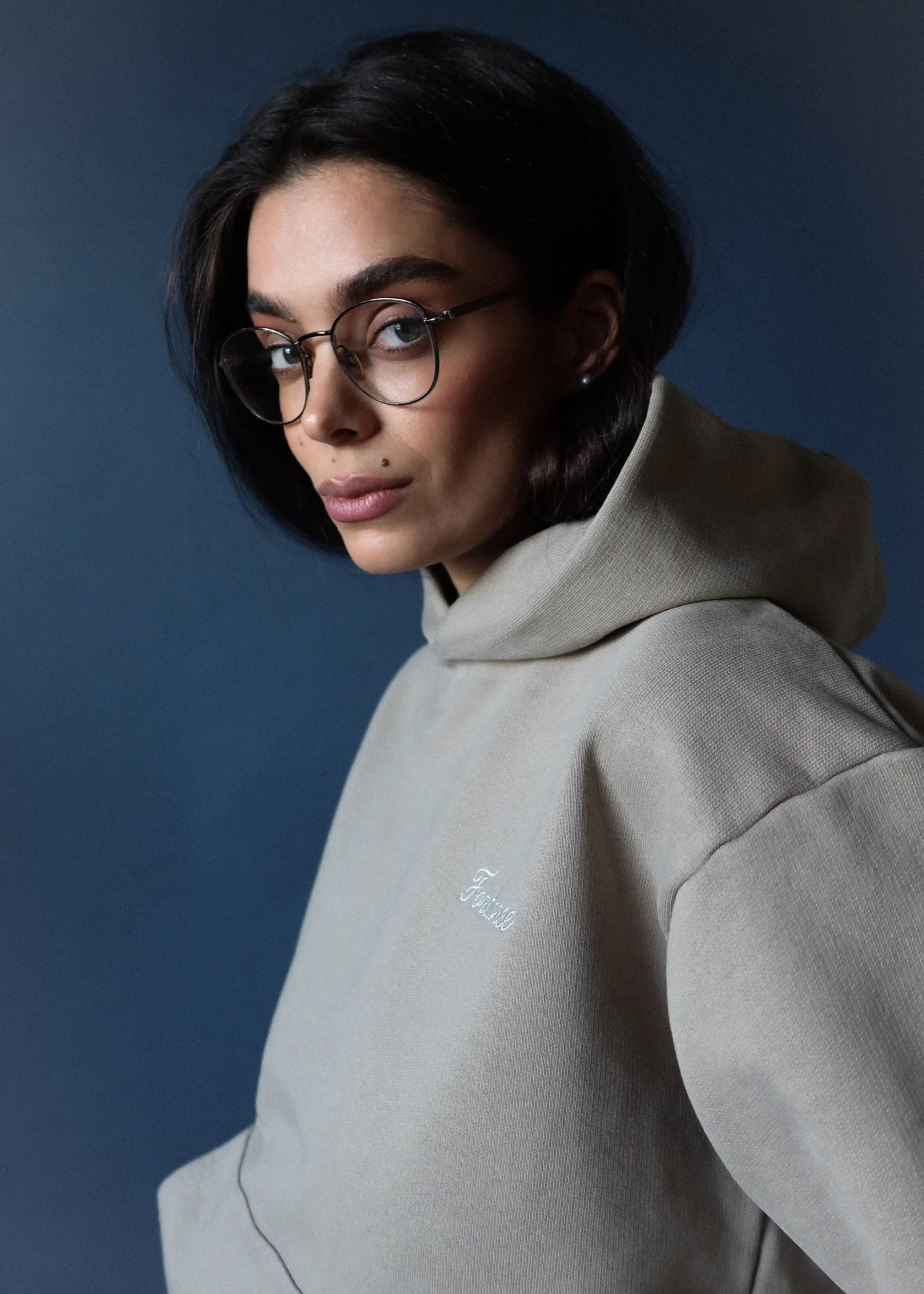 Members Club Cotton Beige Hoodie