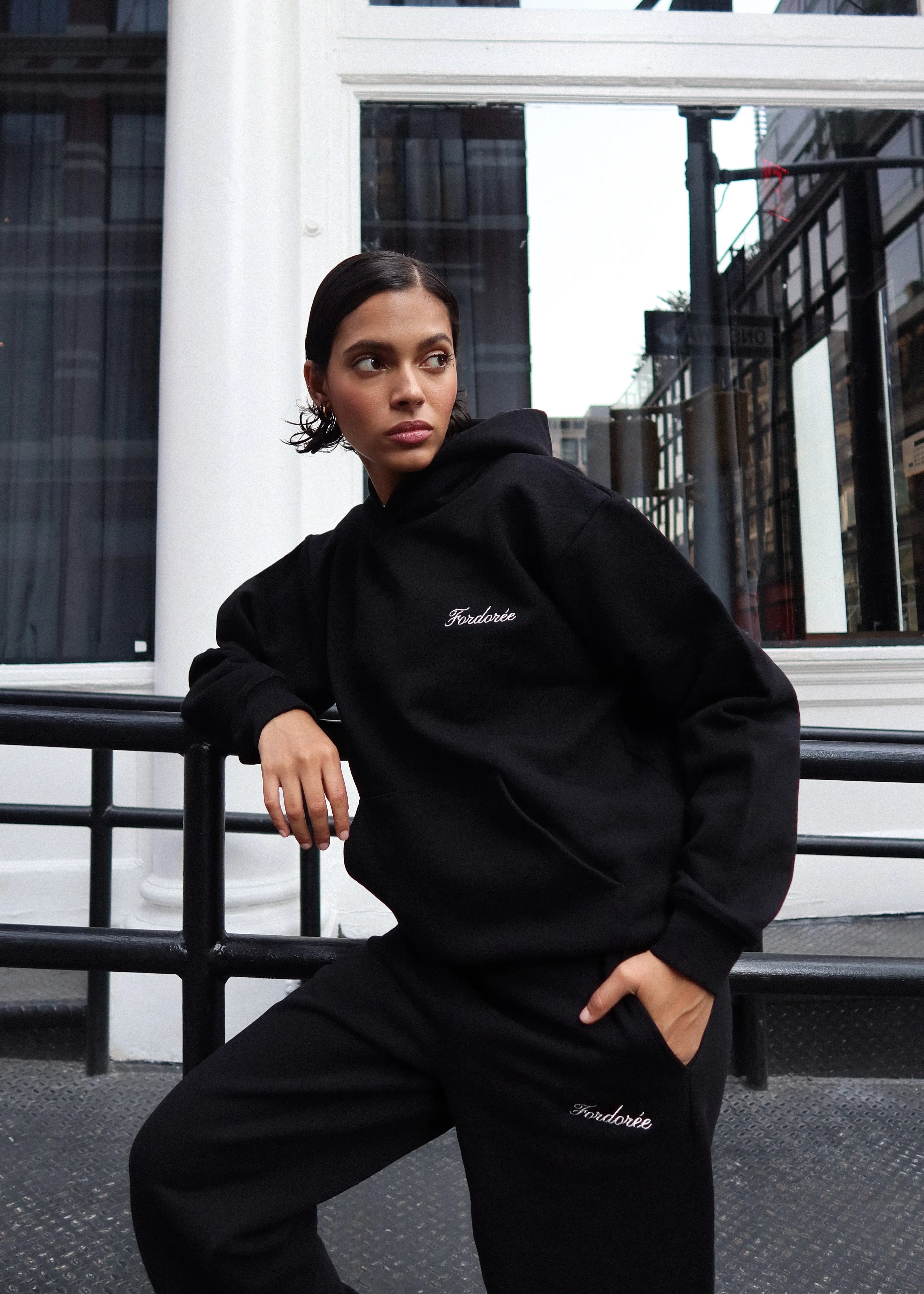 Fordorée Crest Cotton Black Hoodie