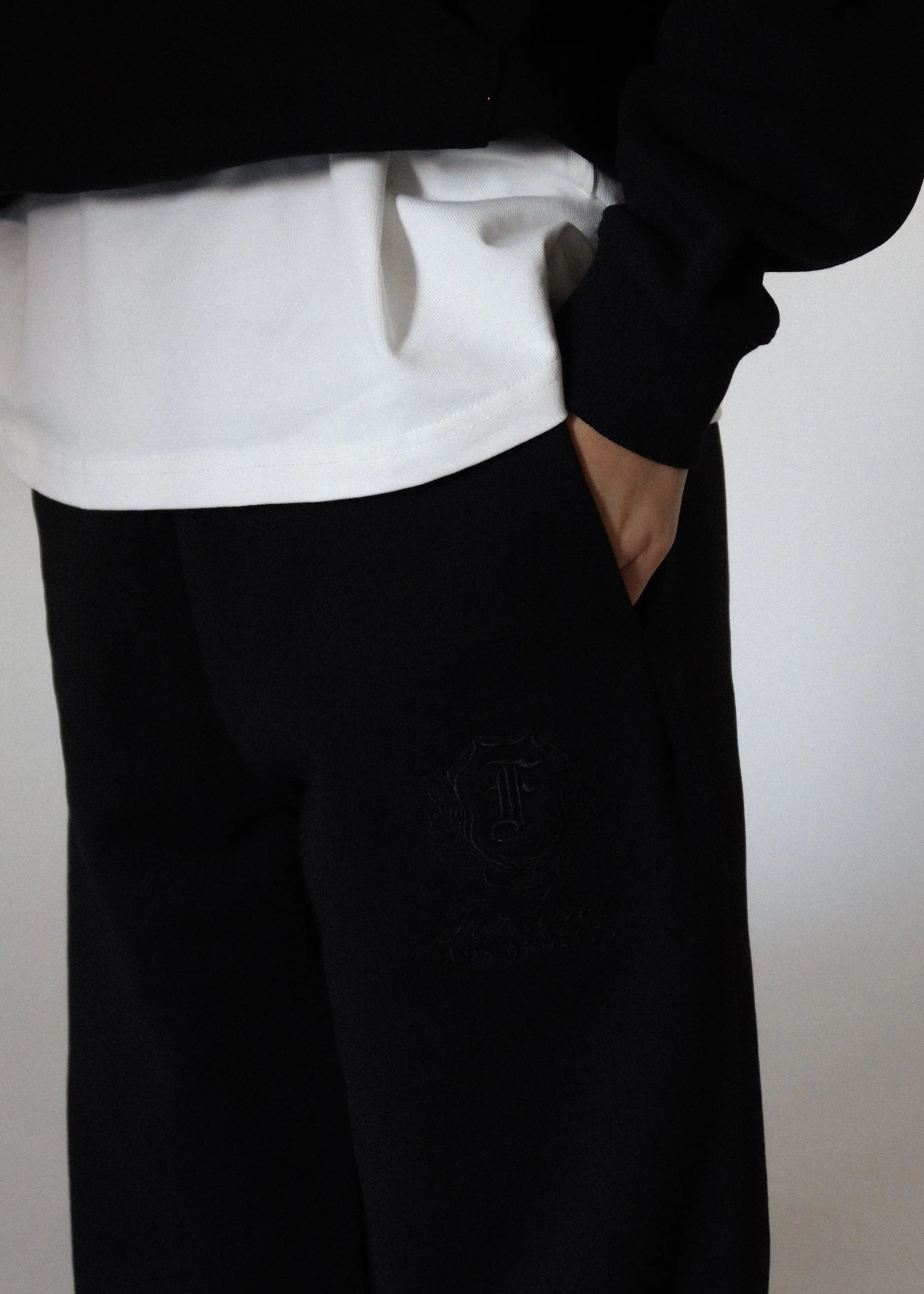 Heritage Crest Black Sweatpants